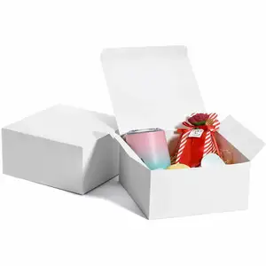 Custom Logo Kartonnen Geschenkdozen Voorstel Verjaardagsfeestje Bruiloft Wit Kraftpapier Vouwen Verpakking Gift Box Voor Verpakking