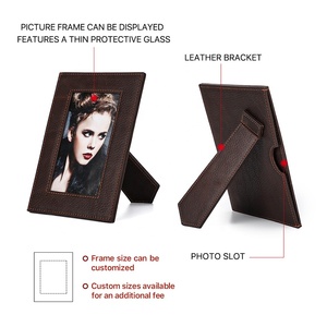Handmade Full Grain Leather Photo Frame 5X7 <strong>Home</strong> &amp; Office Decor with Stand for Desktop Display - Product Image 4