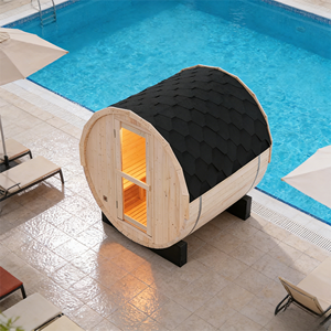 Large White Pine Wooden Outdoor <b>Sauna</b> 4 People Traditional <b>Steam</b> Barrel <b>Sauna</b> in Stocks - Product Image 2