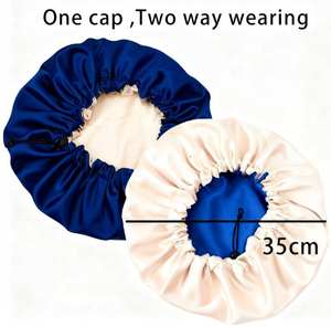 Wholesale Fashion Reversible Double Layer Satin Nylon Hair <b>Bonnet</b> Sleep Cap Soft Comfortable Lightweight Breathable Home Quality - Product Image 4