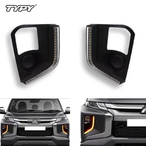 TYPY, 2 uds., luces de circulación diurna LED DRL para Mitsubishi Triton L200, cubierta de lámpara antiniebla con lámpara de señal de giro amarilla 2017 2018 2019 - Product Image 1