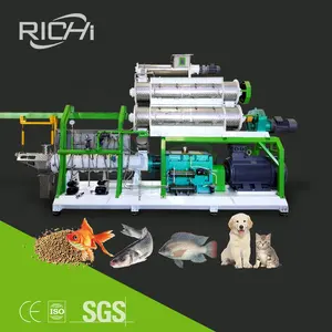 RICHI 1-12 T/H Máquina de peletización de alimentación de pescado de doble tornillo doble a la venta