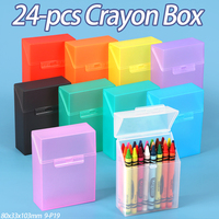 SUNSHING Personnalisé 24pcs Crayon Conteneur Organisateur De Bureau Art Maker Stylo Boîtes D'emballage En Plastique Transparent Crayon Boîte De Rangement