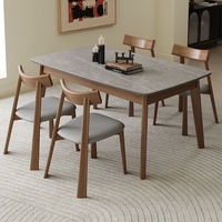 Ensemble table et chaises de salle à manger en bois massif et ardoise, style moderne et minimaliste, durable, pour petites familles, salons/salles à manger, extérieur