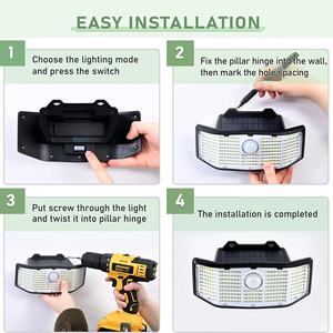 Lámpara de Pared con Sensor de Movimiento PIR de 252 LED, Lámpara de Seguridad para Exteriores con Energía Solar para Jardín, Patio y Entradas de Autos - Product Image 6