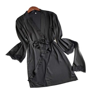 Nuevo conjunto de dos piezas de lencería negra de estilo europeo y americano, de imitación de seda, moderno y cómodo, con ribete de encaje. - Product Image 5
