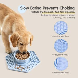 Eco-Friendly Food Grade Silicone Pet Licking Pad Divided Texture Slow Eating <b>Mat</b> for Dogs <b>Cats</b> with Portable Travel Water Bowl - Product Image 3