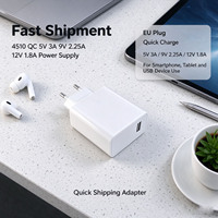 Power Supply Ukuran Kecil 4510 QC 5V 3A 9V 2.25A 12V 1.8A Colokan EU untuk Tablet, Kamera, Speaker, Perangkat Mobile, Pengisi Daya Ponsel