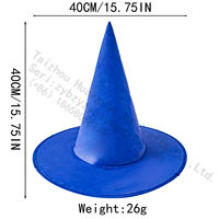 Cappello da strega tinta unita per Halloween, costume da adulto, taglia unica, per feste e cosplay, leggero, blu, rosa, verde, 40 cm