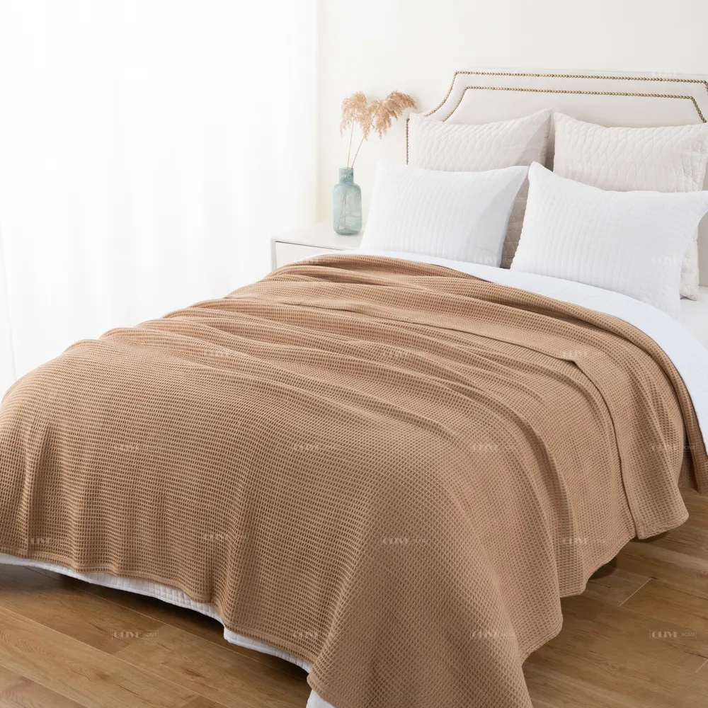 Manta de gofres 108x90 tejido de algodón orgánico chenilla personalizada transpirable calidad superior acogedora suavidad manta de cama