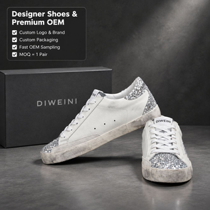 Chaussures de luxe pour hommes et femmes, haute qualité, blanches, argentées, pailletées, baskets décontractées, baskets effet vieilli, zapatillas, neuves - Product Image 1