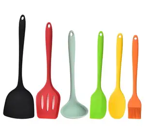 Colher do silicone do produto comestível de OEM/ODM, grupo resistente de alta temperatura do kitchenware do agregado familiar, não cole a colher especial do potenciômetro,