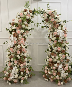 Set Floreale a Corno per Matrimoni, Torre di Fiori Marrone Caffè, Fiori Artificiali per Arco, per Vetrine di Showroom e Decorazioni Nuziali - Product Image 5