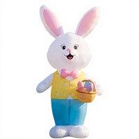 Grand Lapin de Pâques Gonflable de 4,27 m pour Décoration Extérieure, Très Grand, avec Lumières LED Intégrées, Tissu Robuste, Gonflage Rapide