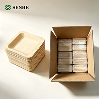 Assiettes jetables écologiques en bois biodégradables légères pour fêtes et restaurants