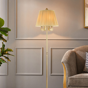 Custom Exclusive Brass fabric Floor Lamp Gold Standing <b>Light</b> Tall <b>Pole</b> Lamp Floor Lighting for Luxury Villa Penthouse Suite - Product Image 1