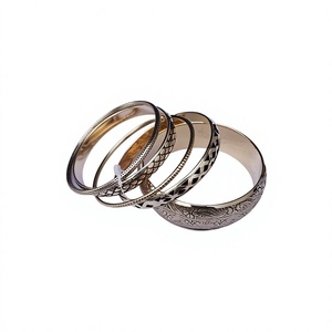Ensemble de bracelets vintage en argent tibétain, motifs géométriques, bracelets en alliage pour femmes, bijoux de mode plaqués argent antique pour femme - Product Image 1