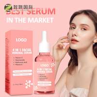Marque privée Acide hyaluronique liquide original végétalien Nicotinamide Vitamine C Vitamine E 4 en 1 Sérum pour le visage