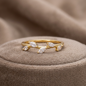 Lab Grown Marquise Diamond Nature Inspired Leaf Vine Wedding <b>Band</b> <b>Ring</b> in 10K 14K 18K Gold 925 935 <b>Sterling</b> <b>Silver</b> - Product Image 2