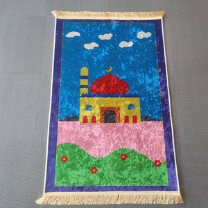 Tapis de prière islamique premium pour enfants avec dossier, pour adolescents, tapis d'exercice et de <span class=keywords><strong>camping</strong></span> pour enfants musulmans, design abstrait pour la maison et la mosquée - Product Image 2