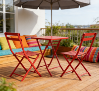 Ensemble de table et de chaises de jardin en métal pour l'extérieur, table pliante et 2 chaises, table de bistrot de jardin pour balcon extérieur