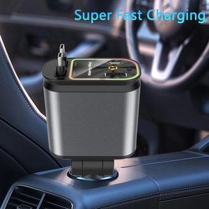 Chargeur de voiture <span class=keywords><strong>4</strong></span>-en-1 à affichage numérique LED 60W, chargeur rapide avec câbles rétractables et 2 adaptateurs PD Type C pour <span class=keywords><strong>iPhone</strong></span> Android - Product Image 6