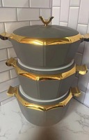 Nouveau Design Plat Chauffe-Plats de Fête Type Hotpot, Ensemble de Récipients Isothermes Chauffe-Plats Casserole, Boîte à Repas Isotherme, Lot de 3 Pièces 2/2.5/3L