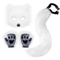 Masque de renard réaliste pour Halloween avec queue en peluche, accessoires de cosplay animal faits à la main, gants en tissu et accessoires