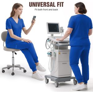 Women's V-Neck Scrub Top <b>4</b> Pocket Premium Stretch Medical Uniform Hospital Workwear Blue - Product Image 5