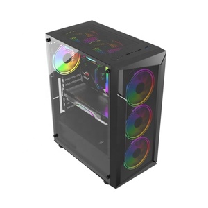 Boîtier de jeu pour ordinateur, <span class=keywords><strong>tour</strong></span> moyenne, avec fenêtre latérale, 6 ventilateurs, 2x 140 mm et 3x 120 mm, éclairage RVB <span class=keywords><strong>fixe</strong></span>, ATX, haut débit d'air, noir - Product Image 2