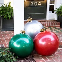 Décorations de Noël géantes extérieures en PVC de 75cm Boules de Noël gonflables pour arbre de vacances de Noël Ornements de pelouse et de porche