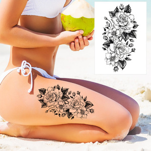 Tatuaje Temporal de Rosa Negra, Adhesivo Impermeable Impreso en Papel para Cara, Brazo, Pierna, Arte Corporal, Uso Profesional - Product Image 4