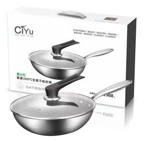 OEM/ODM 32cm à trois plis épaissi <span class=keywords><strong>en</strong></span> nid d'abeille non revêtu grand <span class=keywords><strong>Wok</strong></span> chinois à induction profonde <span class=keywords><strong>en</strong></span> acier inoxydable <span class=keywords><strong>18</strong></span>/<span class=keywords><strong>10</strong></span> antiadhésif avec couvercle - Product Image 1