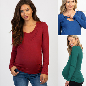 T-<span class=keywords><strong>shirt</strong></span> enceinte de haute qualité O-cou T-<span class=keywords><strong>shirt</strong></span> en gros Vêtements de maternité - Product Image 2