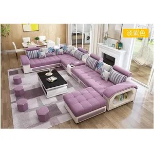 Conjunto de sofás de tela púrpura para sala de estar, muebles para sala de estar