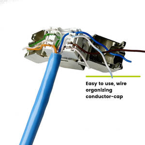 Coupleur sans outil blindé Ethernet Prise trapézoïdale modulaire <span class=keywords><strong>RJ45</strong></span> STP Cat6a à 180 degrés pour façade britannique - Product Image 3