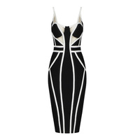 Robe d'été noire à bretelles fendues, coupe basse, sans manches, dos nu, Midi, moulante, femmes, robes décontractées