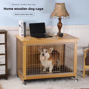 Cage classique pour chien en fer avec design solide, style meuble, pour intérieur, avec roulettes, pour grands chiens - Product Image 1