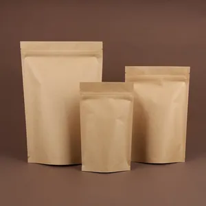 50g Kraft Paper Stand Up Pouch With Zipper Doyen Bottom Food Grade Packaging No Print Directly Ship Heat Seal Gift Bag