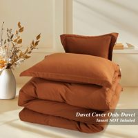 Parure de lit 3 pièces en microfibre lavée unie, avec housse de couette zippée, douce, respirante et respectueuse de la peau, pour la maison et la chambre à coucher