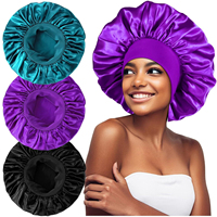 SOLPOP Bonnets de nuit en satin noir extra large de 14 pouces, imprimés sur mesure, à couche unique, pour femmes, cheveux tressés ou bouclés