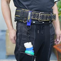MELOTOUGH Cinta de sujeción para cinturón de herramientas, soporte de cinta para electricistas con cadena, llavero y mosquetón, color azul, paquete de 2
