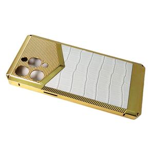 <span class=keywords><strong>Coque</strong></span> de protection de luxe deux-en-un <span class=keywords><strong>coque</strong></span> de protection en cuir de vachette personnalisée plaquée or plaqué or 24k pour <span class=keywords><strong>coque</strong></span> iphone - Product Image 3
