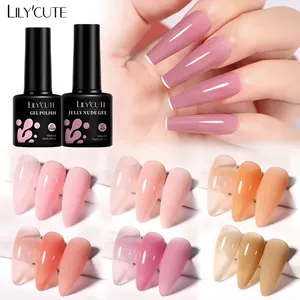 LILYCUTE 7ML 젤리 누드 컬러 젤 폴란드어 반투명 Manicuring UV LED 네일 폴란드어 세미 영구