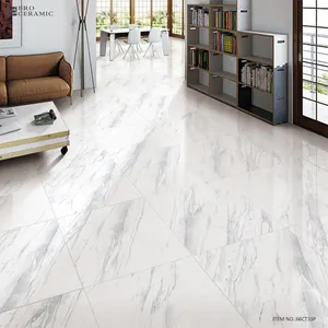 Azulejo de mármol blanco para la familia, baldosas de cerámica con diseño de carrara mate y pulido, 600x600, 66CT33P