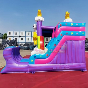 Fêtes et événements en plein air, château gonflable commercial en forme d'unicorn avec toboggan - Product Image 2