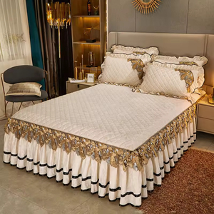 Home Hotel 100 Polyester Embroidery <b>Bed</b> Skirt Set Queen Bedspread <b>Bed</b> Cover Bedding Set - Product Image 1
