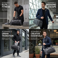Sac de sport personnalisé 45L, grand sac de sport, sac à dos de sport pour hommes et femmes, sac de voyage, sac de week-end, sac de transport pour la nuit avec compartiment à chaussures