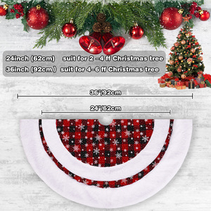 Gonna per Albero di Natale a Quadri Buffalo Plaid con Fiocchi di <span class=keywords><strong>Neve</strong></span>, Colorata, 24/36 Pollici, Lussuosa, Nera e Rossa, con Motivo a Fiocchi di <span class=keywords><strong>Neve</strong></span> - Product Image 6