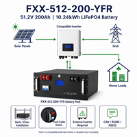 Batería de Litio para Almacenamiento de Energía Solar, Montaje en Rack, 51.2V 200Ah 10.24kWh, Paquete LiFePO4, Protección IP21, Soporta 16 Unidades en Paralelo